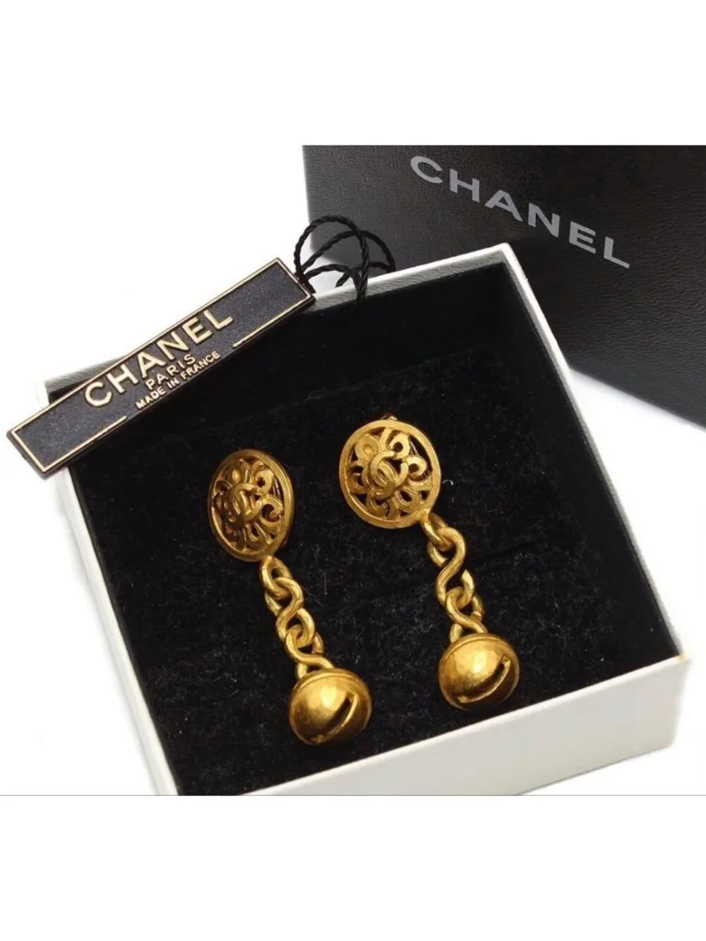 Chanel Coco Mark Bell Motif Swing Earrings 95